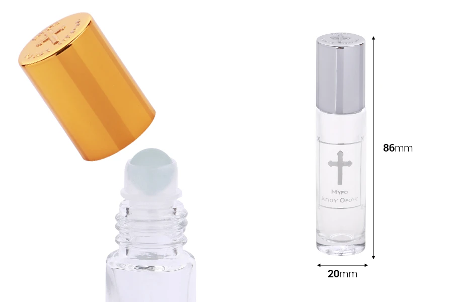 Staklena roll-on bočica 10mL sa staklenom kuglicom, krstom i aluminijumskim zatvaračem - 12 kom-dimenzije_slike