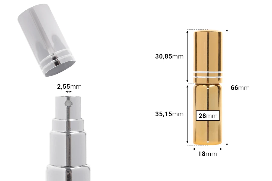 Stakleni tester za parfeme 5mL, sa sprejom i sa aluminijumskom oblogom u zlatnoj ili srebrnoj boji - 6 kom Stakleni tester za parfeme 5mL, sa sprejom i sa aluminijumskom oblogom u zlatnoj ili srebrnoj boji - 6 kom-dimenzije_slike