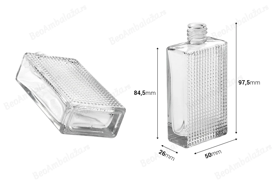 Četvrtasta bočica za parfeme 50mL sa reljefom (18/415)-dimenzije_slike