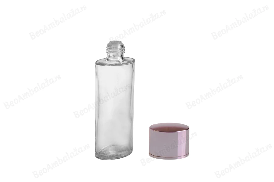 Staklena flašica za losion 100mL, sa roze aluminijumskim zatvaračem-slika_proizvoda