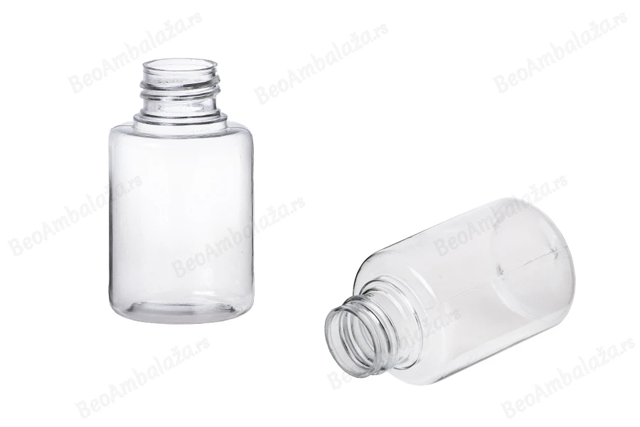 Plastična providna PET flašica 65mL, sa grlom PP 24-