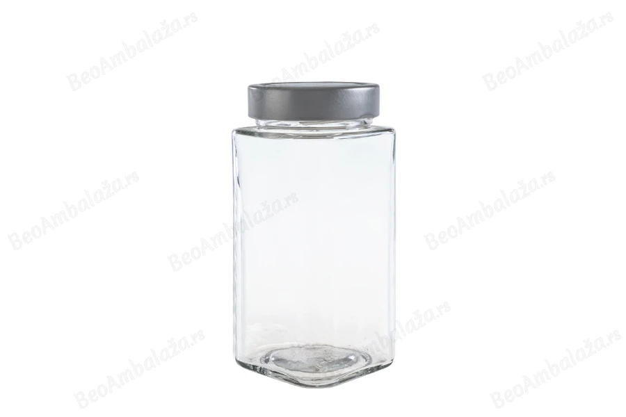 Staklena kockasta tegla 580mL (za T.O. Deep zatvarač) - bez zatvarača-
