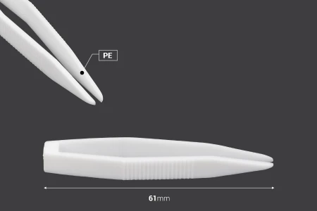 Plastična bela PE pinceta 61mm - 24 kom-dimenzije_slike