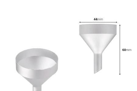 Aluminijumski levak u MAT srebrnoj boji  sa prečnikom  44 mm ( donji deo 10 mm )-dimenzije_slike