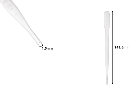 Plastična pipeta 2mL sa mernim oznakama za zapreminu - 100 kom-dimenzije_slike
