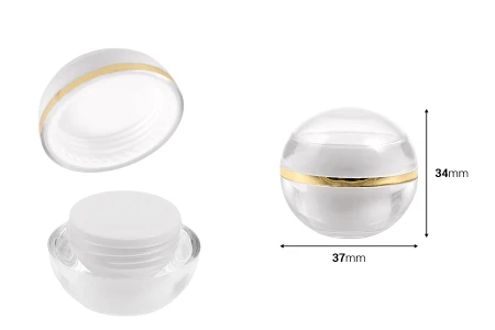 Luksuzna akrilna okrugla kutijica 5mL, sa unutrašnjom zaptivkom na poklopcu i plastičnim međupoklopcem - 12 kom-dimenzije_slike