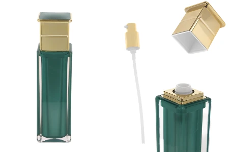 Luksuzna akrilna bočica 100 mL u smaragdnoj boji sa pumpicom za kreme i zatvaračem-slika_proizvoda