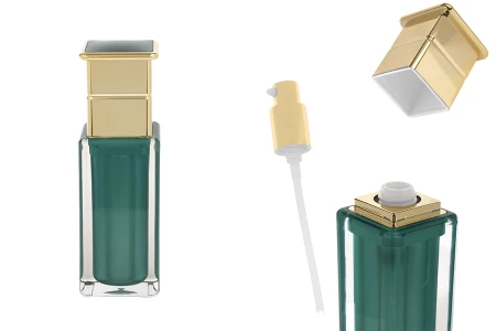 Luksuzna akrilna bočica 30 mL u smaragdnoj boji sa pumpicom za kreme i zatvaračem-slika_proizvoda