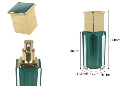 Luksuzna akrilna bočica 30 mL u smaragdnoj boji sa pumpicom za kreme i zatvaračem-2