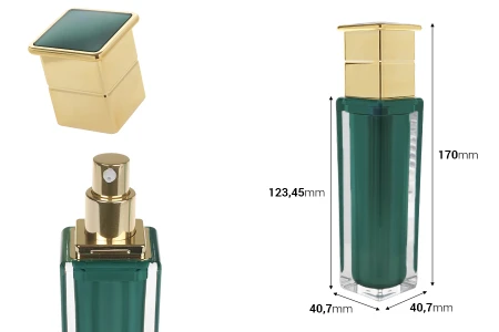 Luksuzna akrilna bočica 50 mL u smaragdnoj boji sa pumpicom za kreme i zatvaračem-2