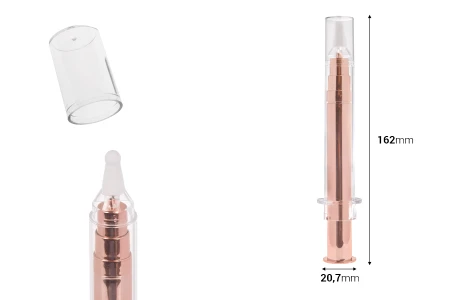 Airless tubica - akrilni špric 10mL za kozmetičku upotrebu, bronzane boje sa zatvaračem-3