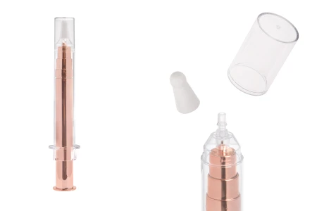 Airless tubica - akrilni špric 10mL za kozmetičku upotrebu, bronzane boje sa zatvaračem-2