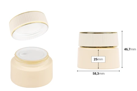 Luksuzna bež mat staklena teglica 30mL za kreme sa zatvaračem i plastičnim međupoklopcem-dimenzije_slike