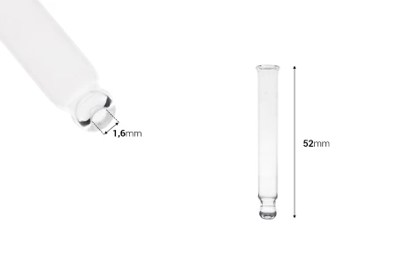 Staklena cevčica 52 mm sa kuglicom bez graduacije za bočicu 18-982-dimenzije_slike