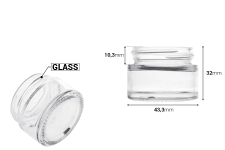 Staklena teglica 15mL za kreme - bez zatvarača-dimenzije_slike