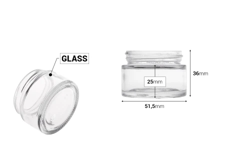 Staklena teglica za kreme 30mL u više boja - bez zatvarača-dimenzije_slike
