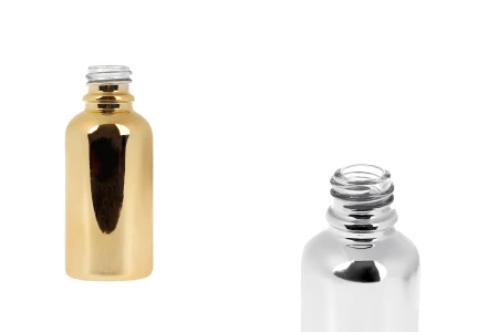 Staklena bočica za etarska ulja 30 mL sa PP18 grlom, u zlatnoj ili srebrnoj boji-slika_proizvoda