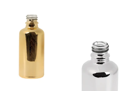 Staklena bočica za etarska ulja 50 mL sa PP18 grlom, u zlatnoj ili srebrnoj boji-slika_proizvoda