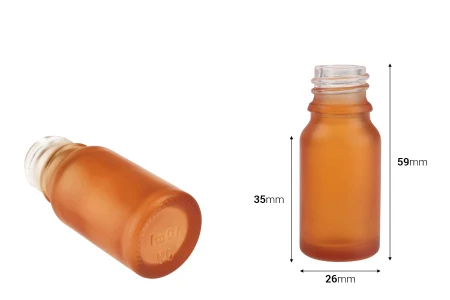 Staklena bočica od peskiranog stakla u više boja za etarska ulja 10mL, sa grlom PP18-2