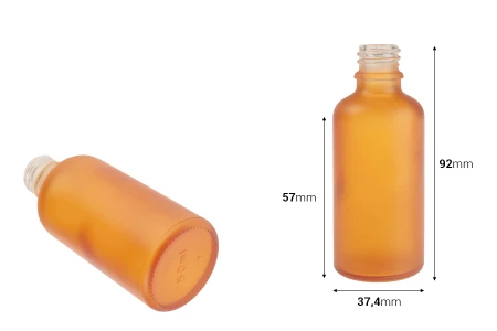 Staklena bočica od peskiranog stakla u više boja za etarska ulja 50mL, sa grlom PP18-2