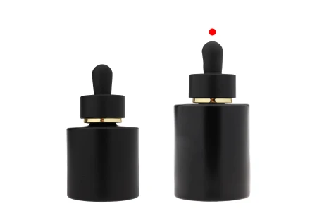 Mat crna staklena bočica od 50 mL sa mat crnom pipetom sa zlatnom linijom i drenažnim elementom-grupa_slika