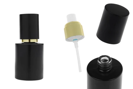 Mat crna staklena bočica od 50 mL sa zlatnim sprejom i mat crnim zatvaračem-slika_proizvoda