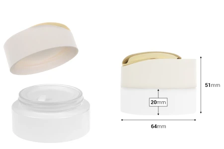 Luksuzna teglica 30 mL u mat beloj boji sa zatvaračem sa zlatnim detaljima (sa unutrašnjom zaptivkom) i plastičnim međupoklopcem-dimenzije_slike