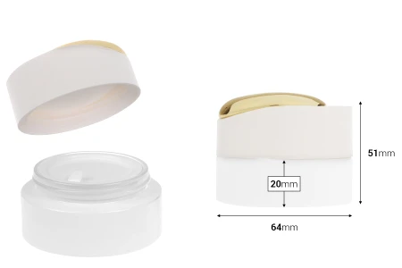 Luksuzna teglica 30 mL u mat beloj boji sa zatvaračem sa zlatnim detaljima (sa unutrašnjom zaptivkom) i plastičnim međupoklopcem-dimenzije_slike