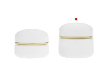 Teglica 50 mL u mat beloj boji sa zatvaračem sa zlatnom linijom (sa unutrašnjom zaptivkom) i plastičnim međupoklopcem-grupa_slika