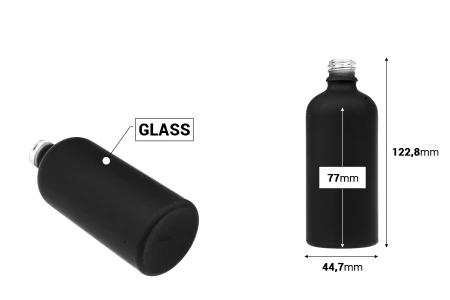 Staklena bočica od 100 mL za etarska ulja sa PP18 grlom u različitim bojama, gumirana-dimenzije_slike