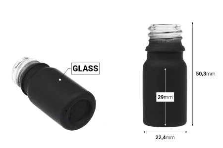 Staklena bočica od 5 mL za etarska ulja sa PP18 grlom u različitim bojama, gumirana-dimenzije_slike