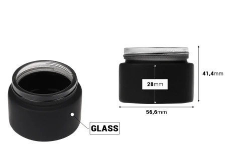 Staklena teglica za kremu 50 mL - bez zatvarača, gumirana u više boja-dimenzije_slike