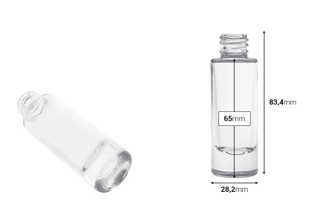 Cilindrična providna staklena bočica od 15 mL-dimenzije_slike