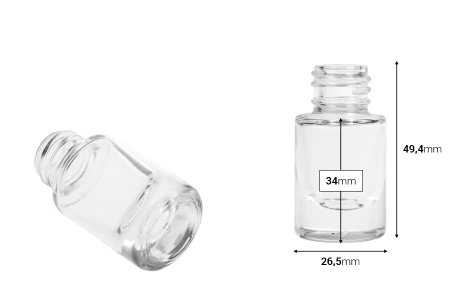 Cilindrična providna staklena bočica od 5 mL-dimenzije_slike