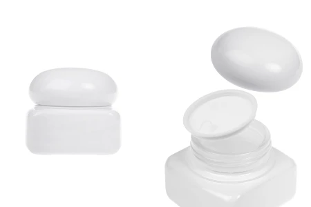 Staklena bela teglica 50mL sa zatvaračem (sa unutrašnjom zaptivkom) i plastičnim međupoklopcem-slika_proizvoda