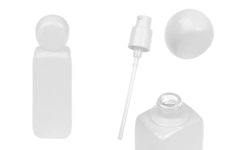 Staklena bela flašica 100mL sa pumpicom za kreme i poklopcem-slika_proizvoda