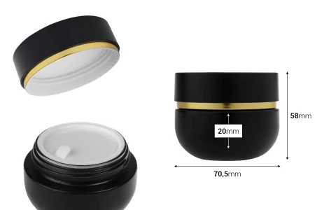 Staklena teglica od 50 mL sa poklopcem (sa unutrašnjom zaptivkom) i plastičnim međupoklopcem-dimenzije_slike