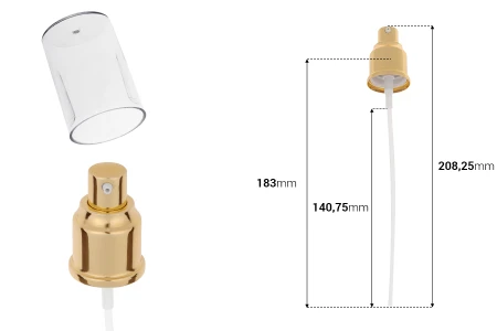 Plastična pumpica za kremu 24/410 sa aluminijumskim premazom i providnim zatvaračem-dimenzije_slike