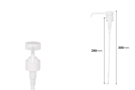 Plastična bela pumpica 28/410 sa sigurnosnim mehanizmom-dimenzije_slike