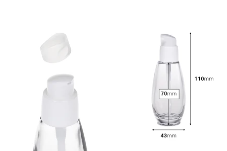 Staklena bočica 50mL sa belom plastičnom pumpicom PP18-2