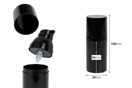 Airless crna plastična bočica 30mL za kreme - 12 kom-dimenzije_slike