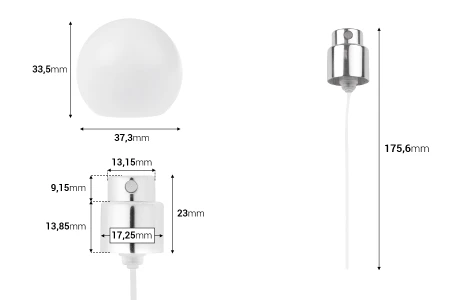 Sprej sa belim mat okruglim (velikim) poklopcem za parfemske bočice sa sigurnosnim Crimp zatvaranjem od 15 mm-dimenzije_slike