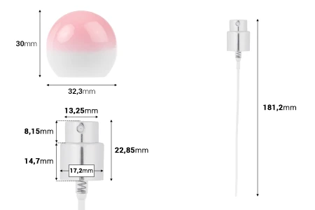 Set - aluminijumski sprej i roze okrugli zatvarač (mali) za bočice sa grlom 15/400-dimenzije_slike