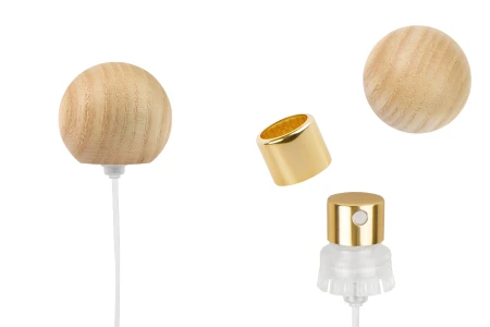 Sprej sa svetlim drvenim okruglim (malim) poklopcem za parfemske bočice sa sigurnosnim Crimp zatvaranjem od 15 mm-slika_proizvoda