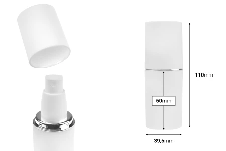Bela MAT bočica od 30mL sa srebrnom ili zlatnom linijom, sa sprejom i belim MAT zatvaračem-dimenzije_slike