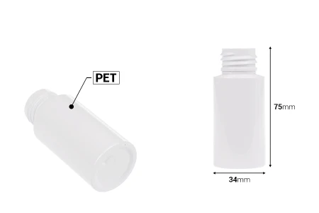 PET bela flašica 40mL (PP24), bez zatvarača - 12 kom-dimenzije_slike
