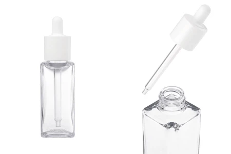 Plastična (PETG) četvrtasta providna bočica od 50mL sa belom pipetom-slika_proizvoda