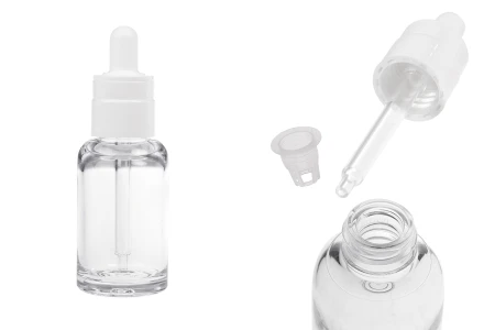 Providna plastična (PETG) bočica cilindričnog oblika od 30 mL sa belom pipetom-slika_proizvoda