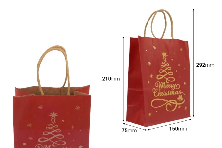 Božićne papirne poklon kese dimenzija 150x75x210 mm sa trakom - 24 kom-dimenzije_slike
