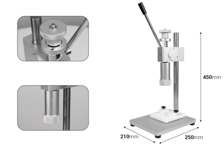 Ručna mašina za zatvaranje Crimp bočica za parfeme (koristi se u kombinaciji sa alatom šifre: 20-2242 i 19-1910)-dimenzije_slike